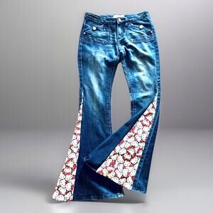 Vintage Hybrid & Co Flare Bell Bottom Jeans Hello Kitty Upcycled Y2K 5